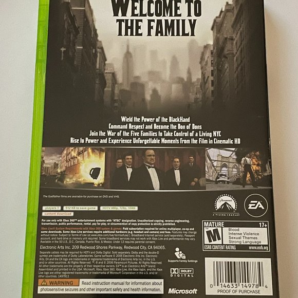 The Godfather Game XBox 360 Complete in Box - Picture 2 of 2